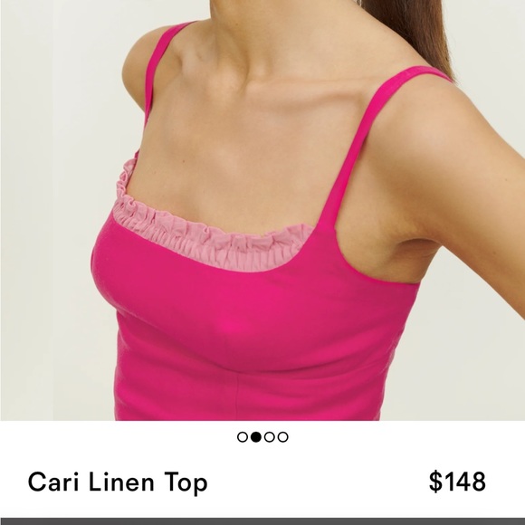 Reformation Cari Linen top in corvette - pink linen tank top - Picture 2 of 6